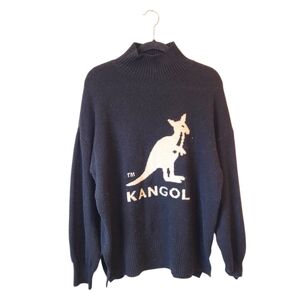 Kangol x H&M Women's Black Kangaroo Logo Mock Neck Sweater Size US S